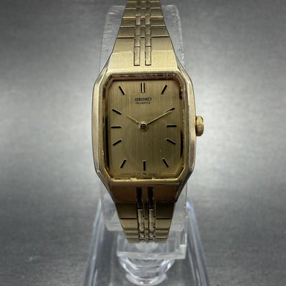 Seiko Watch Women 16mm Gold Dial Gold Tone Octagon 2C20-5209 New Battery0