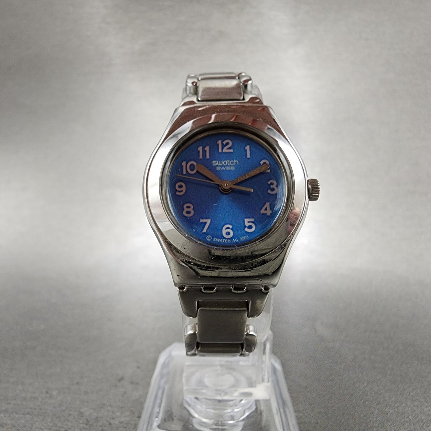 Swatch Irony Chaine De Pralines Watch Women 25mm Blue Dial Steel Round New Batt5