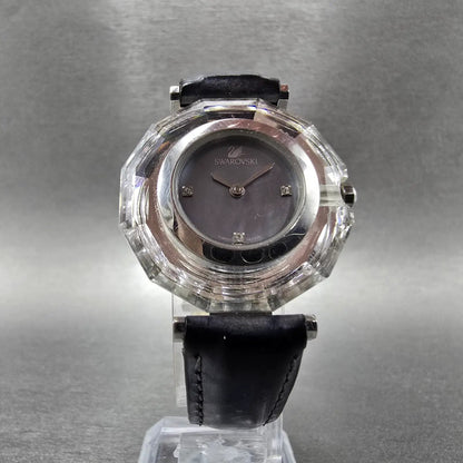 Swarovski Barcelona Watch Women 30mm MOP Dial Silver Diamonds Leather New Batt5