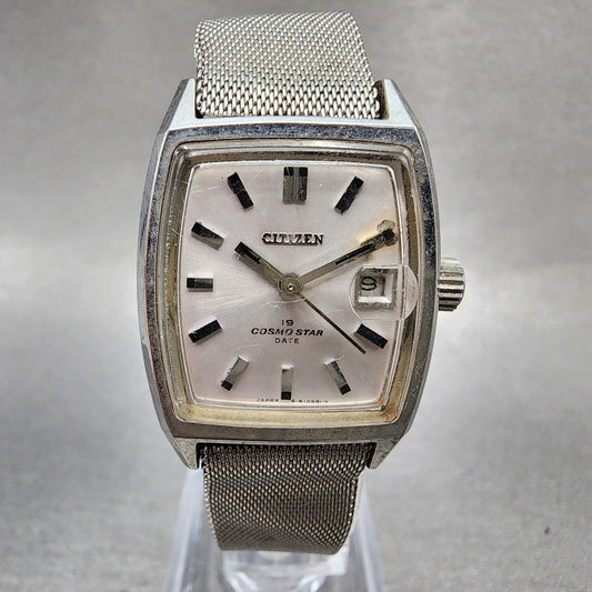 Citizen Cosmostar Watch Women 24mm Silver Dial Silver Tone Date Rectangle Runs0