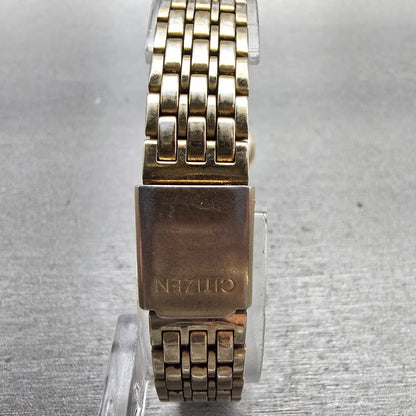 Citizen CQ Watch Women 20mm Champagne Dial Gold Tone Round 3220-916719 New Batt7