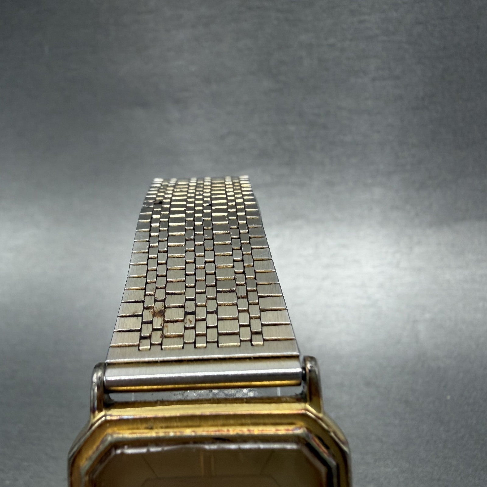 Seiko Tank Watch Men 26mm Champagne Dial Gold Tone 90215250 New Battery READ!!!4