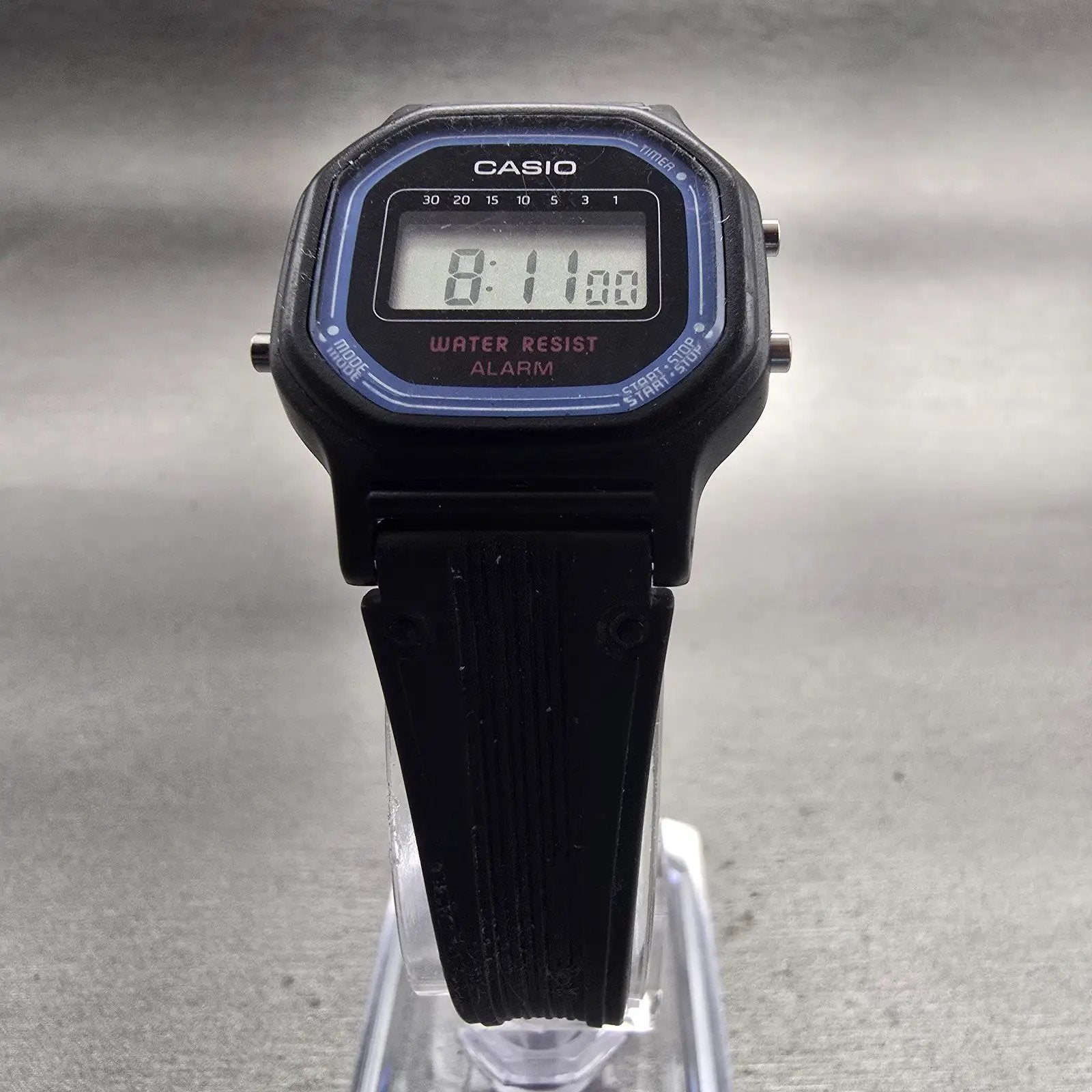 Casio LA-11W Digital Watch Women 25mm Black Blue Alarm Chronograph New Battery H5