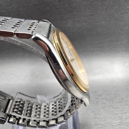 Seiko Watch Men 36mm White Dial Two Tone Daydate Round 7N43-7B19 New Battery JT3
