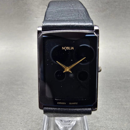 Citizen Noblia Tank Watch Men 24mm Blue Dial Black Time 2828-Y51391 New Battery0