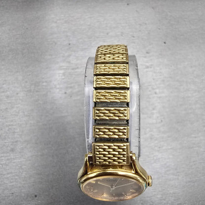 Seiko Watch Women 20mm Gold Dial Gold Tone Round 2C21-0029 New Battery Vintage4