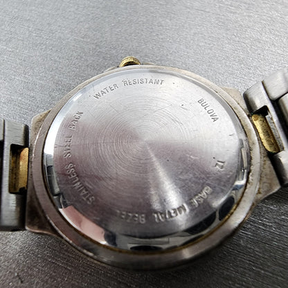 Bulova Watch Women 27mm White Dial Two Tone Date Round 98M14 New Battery