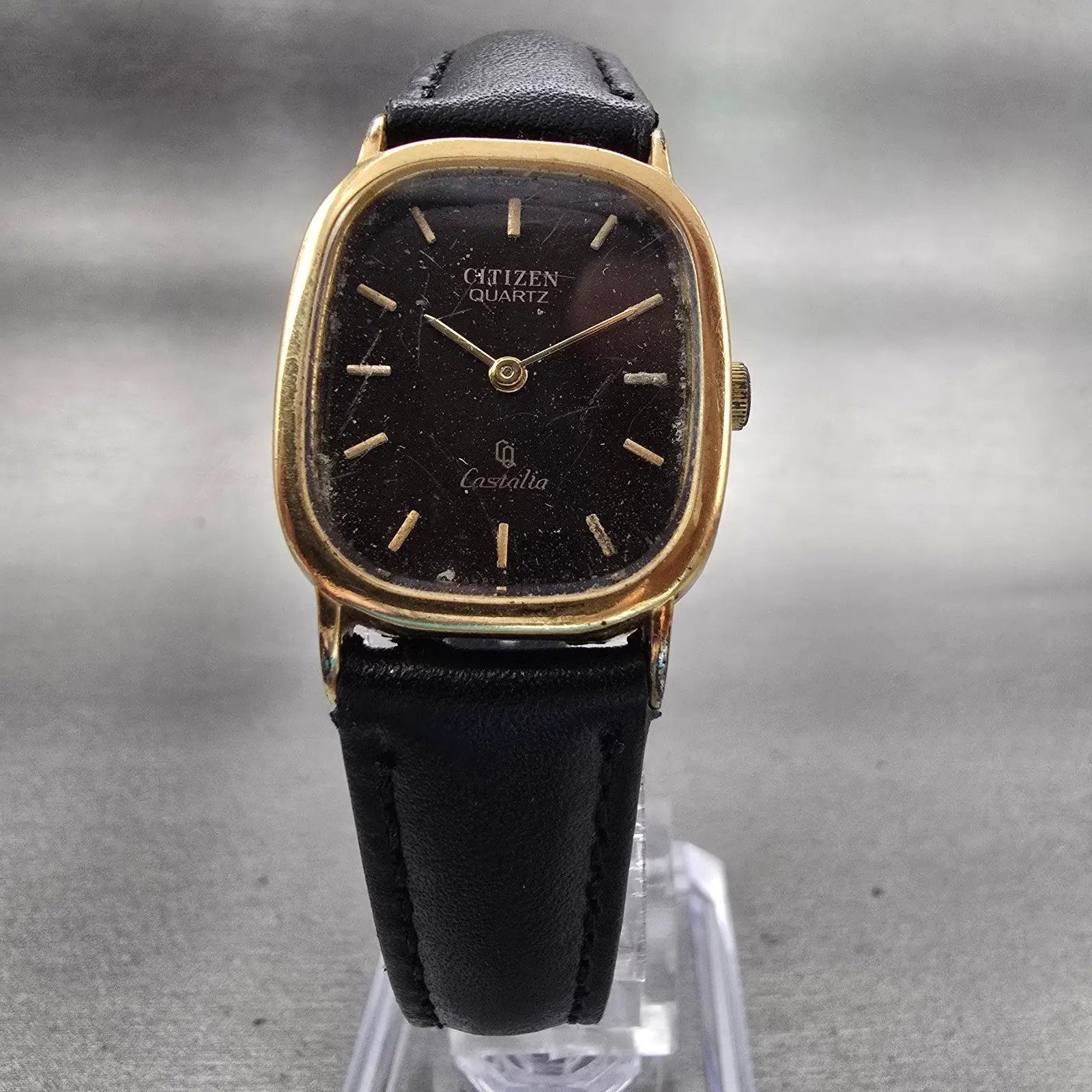 Citizen Castalia Watch Women 22mm Brown Dial Gold Tone Oval 4-832604 New Battery5