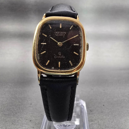 Citizen Castalia Watch Women 22mm Brown Dial Gold Tone Oval 4-832604 New Battery5