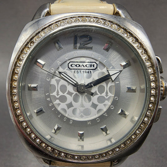 Coach Boyfriend Watch Women 38mm White Dial Steel Case Round New Battery0