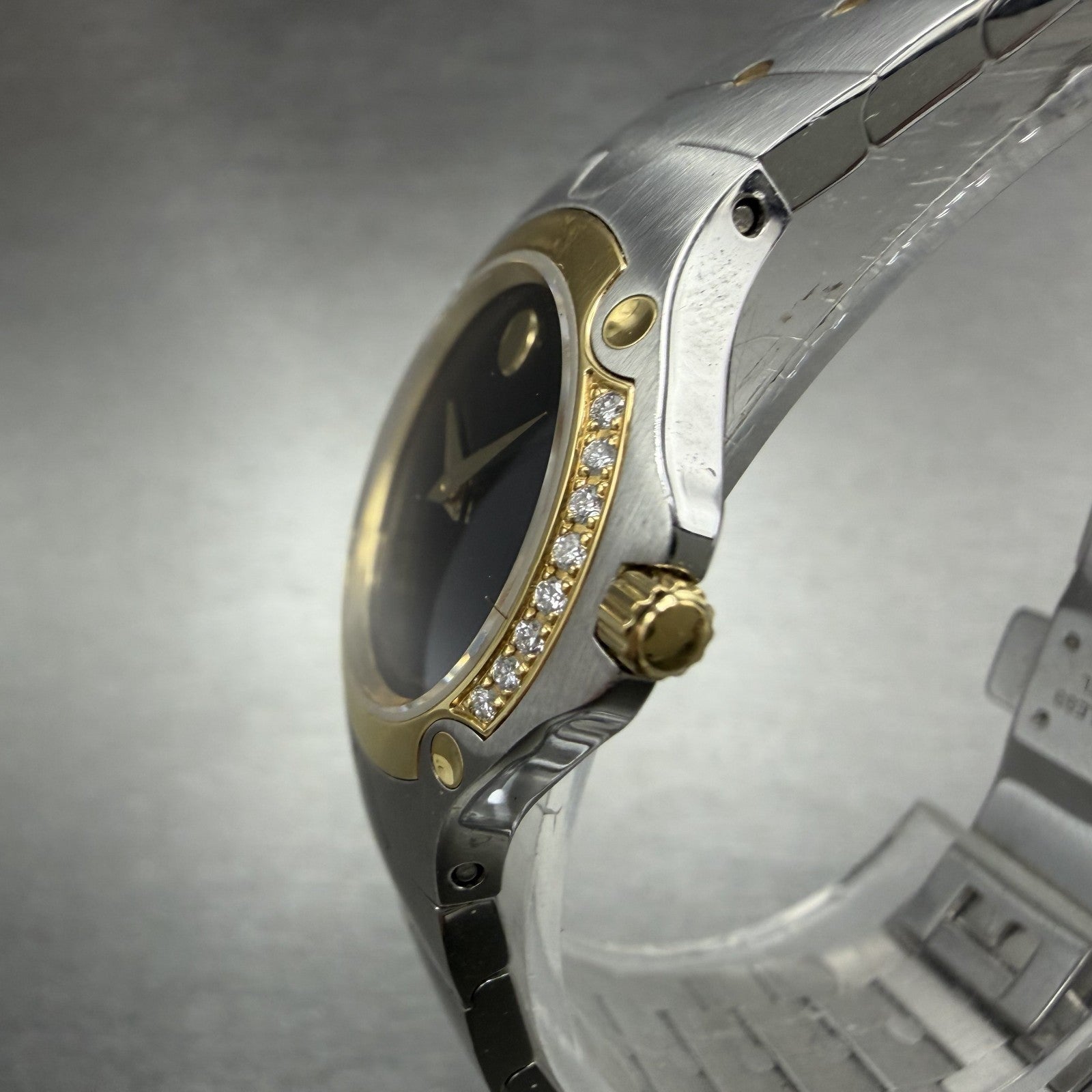 Movado Sports Edition Watch Women 27mm Black Dial Two Tone Diamonds New Battery2