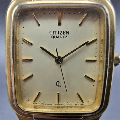 Citizen CQ Tank Watch Men 26mm Gold Dial Gold Tone Rectangle 6030-S16890 PARTS2