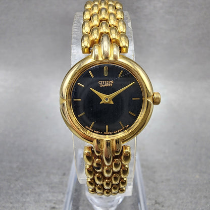 Citizen Watch Women 20mm Black Dial Gold Tone Round 5920S49577 New Battery0
