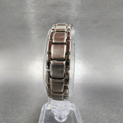 Gruen Hideaway Watch Women 16mm Pink Dial Silver Tone Rectangle GR7302 New Batt8