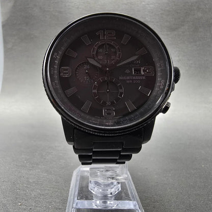 Citizen Eco-Drive Nighthawk Chronograph Watch Men 43mm Black Dial Black Runs JKN10