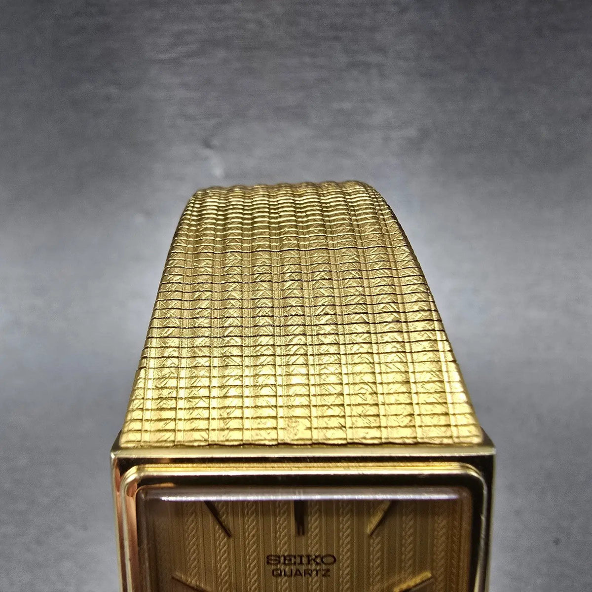 Seiko Tank Watch Men 24mm Gold Dial Gold Tone Date 5P32-5239 PARTS Vintage5
