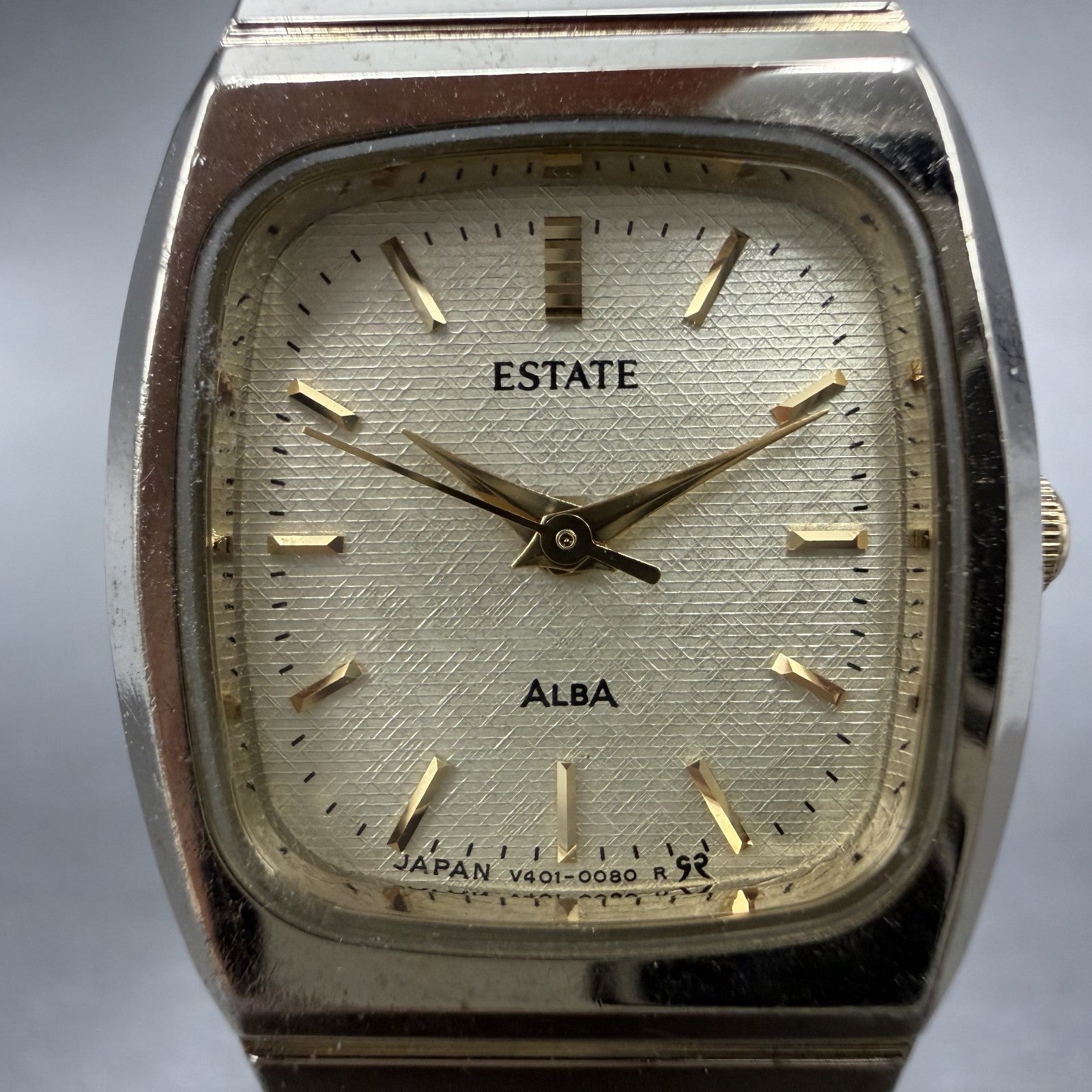 Seiko Alba Estate Tank Watch Women 21mm Champagne Dial Gold Tone New Battery1