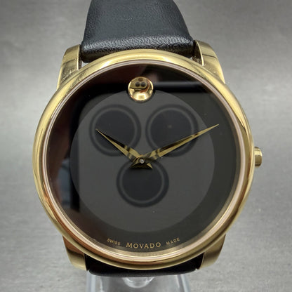 Movado Museum Watch Men 40mm Black Dial Gold Tone Round 07.1.36.1262 New Battery0