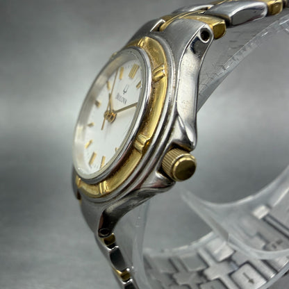 Bulova Watch Women 25mm White Dial Two Tone Date Round 98M36 New Battery KJF1232