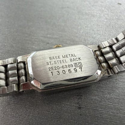 Seiko tank Watch Women 12mm White Dial Two Tone 2e20-6389 Rectangle New Battery9