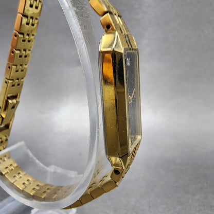 Citizen Tank Watch Women 13mm Black Dial Gold Tone Rectangle 5421S18523 New Bat3