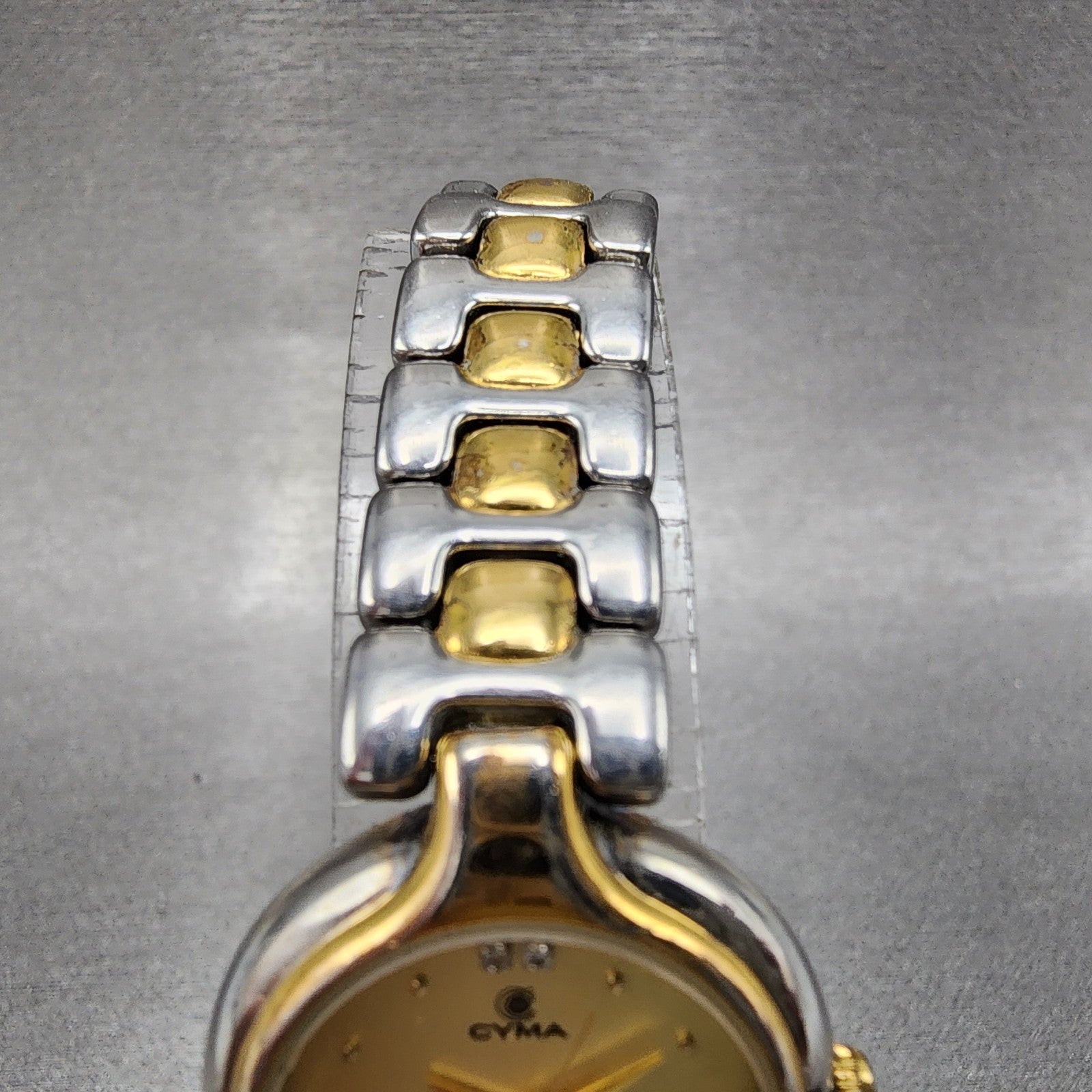 Cyma Sealord Watch Women 24mm Champagne Dial Two Tone Round 412 New Battery4