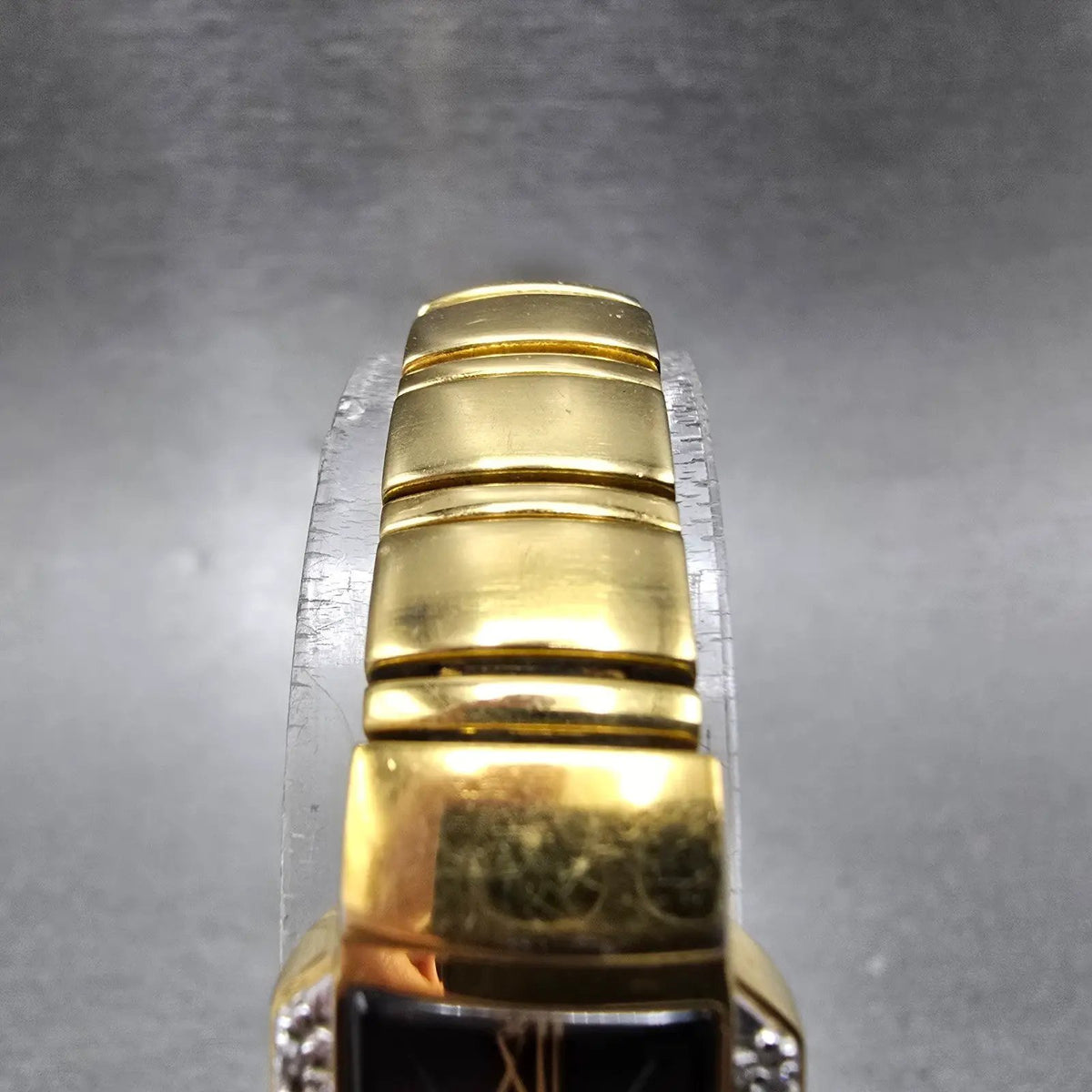 Seiko Tank Watch Women 15mm Black Dial Gold Diamond Bezel Rectangle  New Battery5