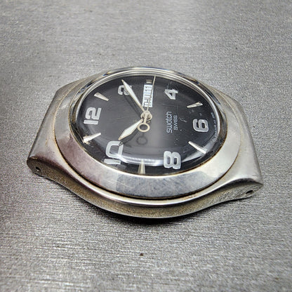 Swatch irony Watch men 38mm Black Dial Steel Daydate Round YGS737 New Battery7