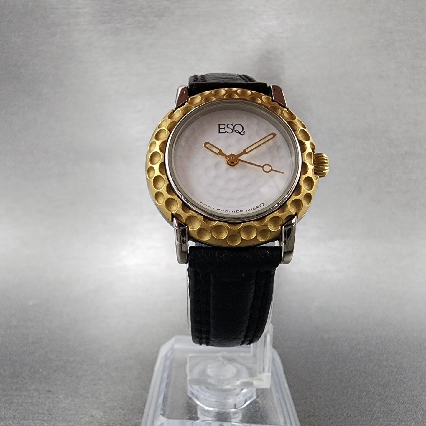 ESQ Watch Women 28mm White Dial Two Tone Round 100216 Golf Ball New Battery6