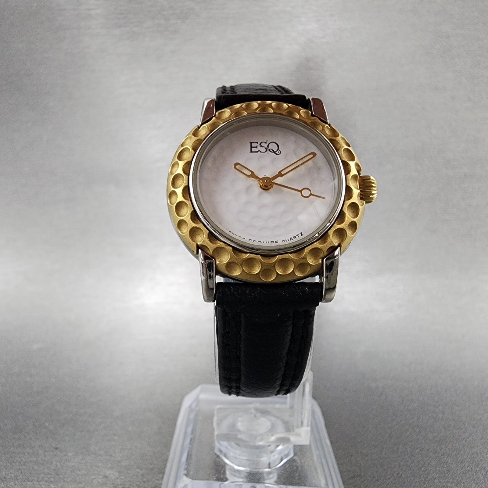 ESQ Watch Women 28mm White Dial Two Tone Round 100216 Golf Ball New Battery6