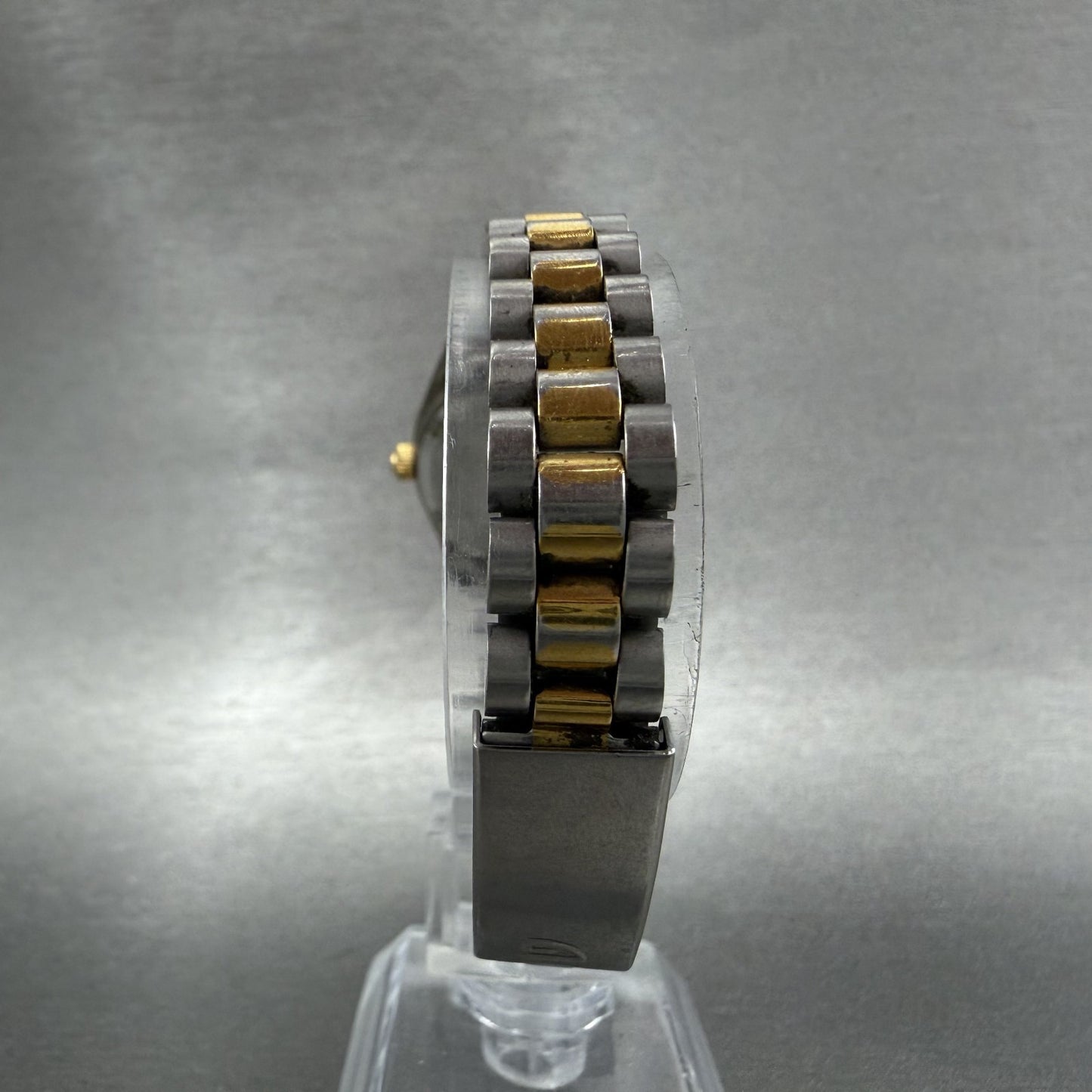Gruen Watch Women 26mm Blue Dial Two Tone Date Round New Battery7