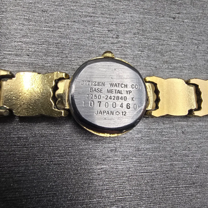 Citizen CQ Watch Women 16mm Black Dial Gold Tone Round 2250-242840 New Battery10