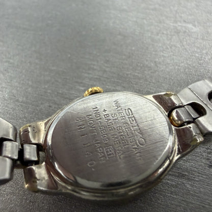 Seiko Watch Women 19mm White Dial Two Tone Oval Vintage 1N01-5B09 New Battery9
