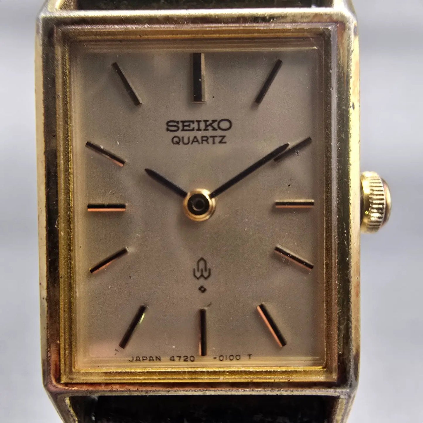Seiko Watch Women 18mm Gold Dial Gold Tone Rectangle 4720-3020 New Battery VTG1