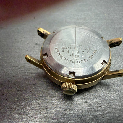 Seiko Automatic Watch Women 24mm Champagne Dial Gold Tone Date 2205-0599 PARTS9