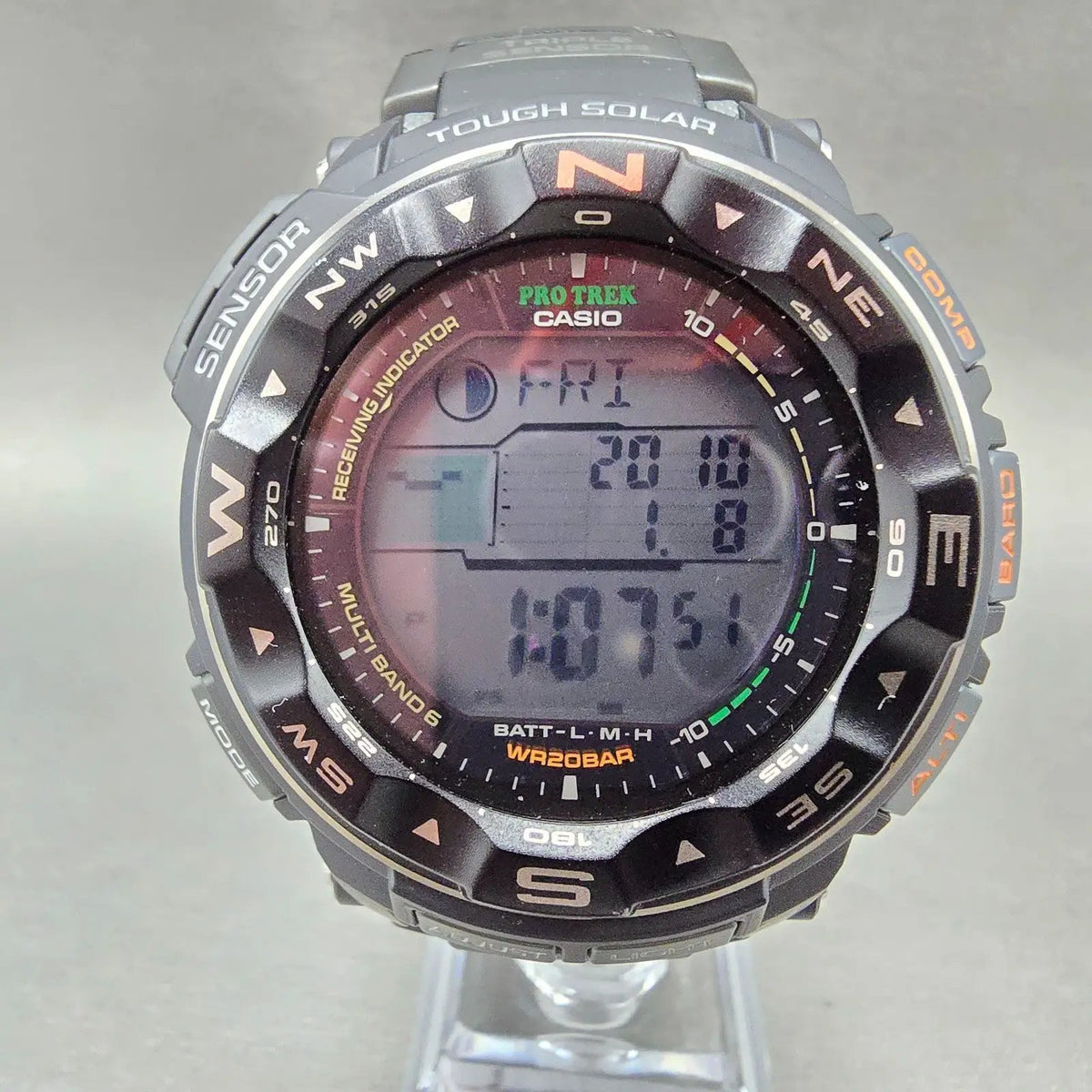 Casio Protek PRW-2500 Watch Men 51mm Digital Black triple Senor Alarm Works JP231