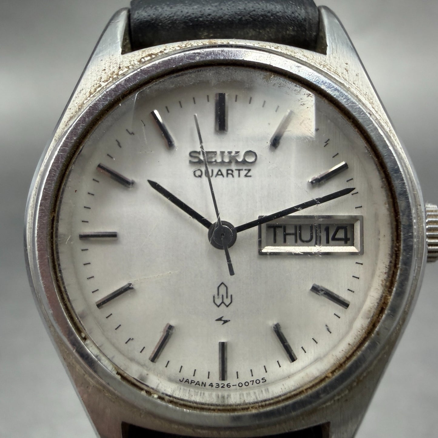 Seiko Watch Women 25mm Silver Dial Silver Tone Daydate Round 4326-0070 New Batt1