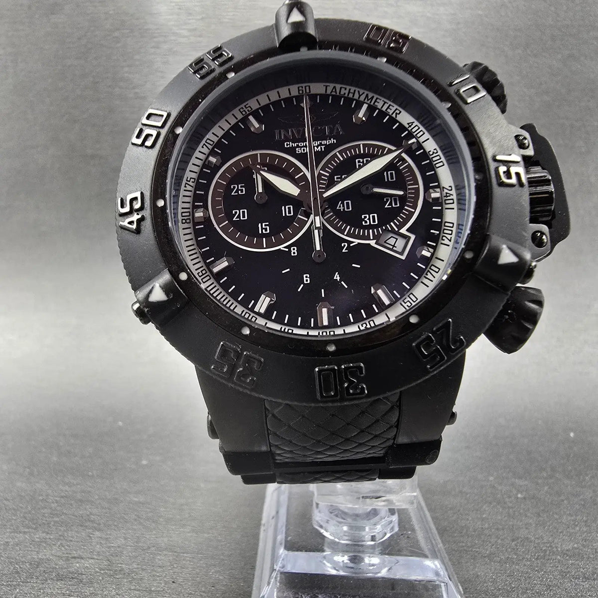 Invicta Reserve Sub Aqua Chrono Watch Men 50mm Black Dial Black Date 5508 Works5