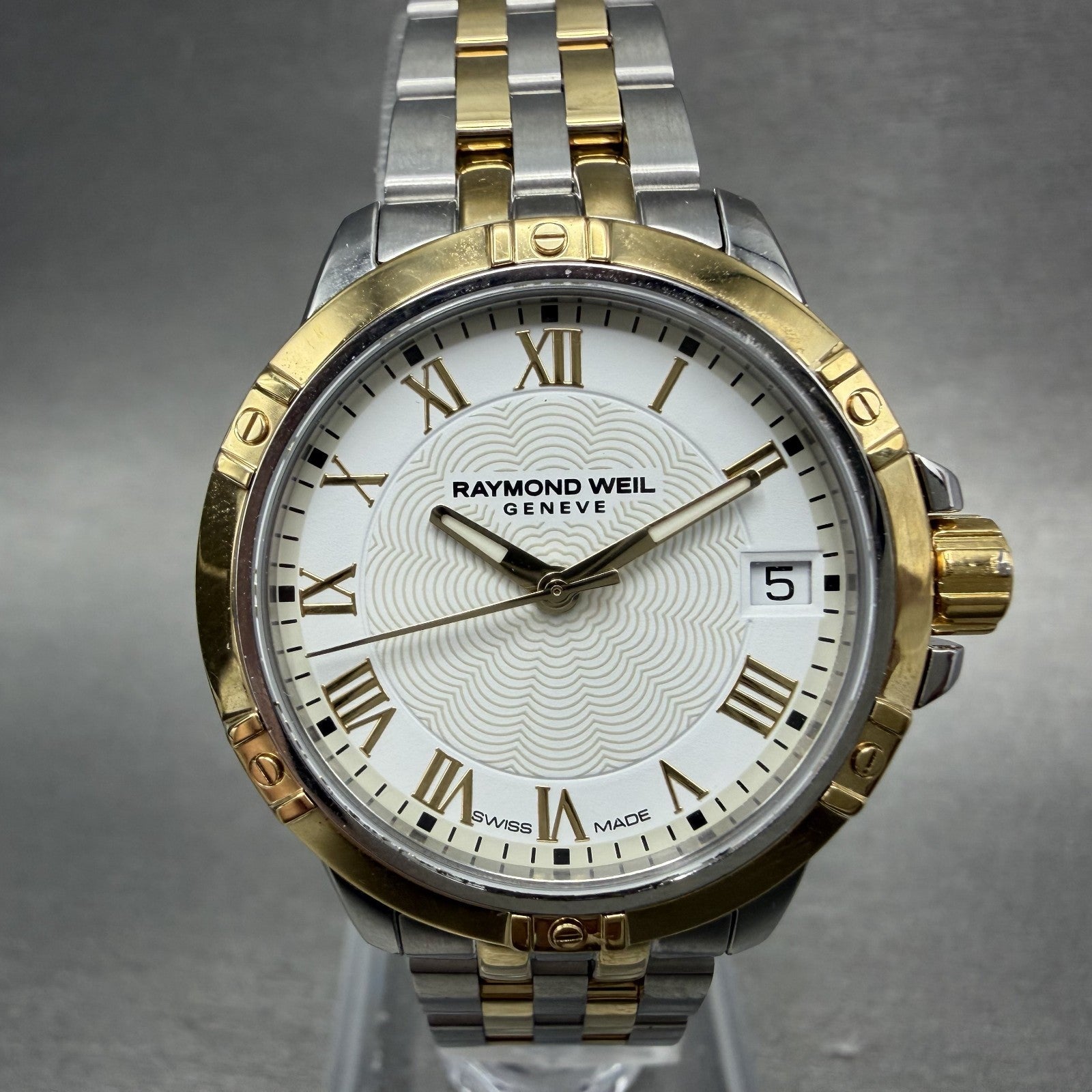 Raymond Weil Tango Watch Women 30mm White Dial Two Tone Date 5960 New Battery1