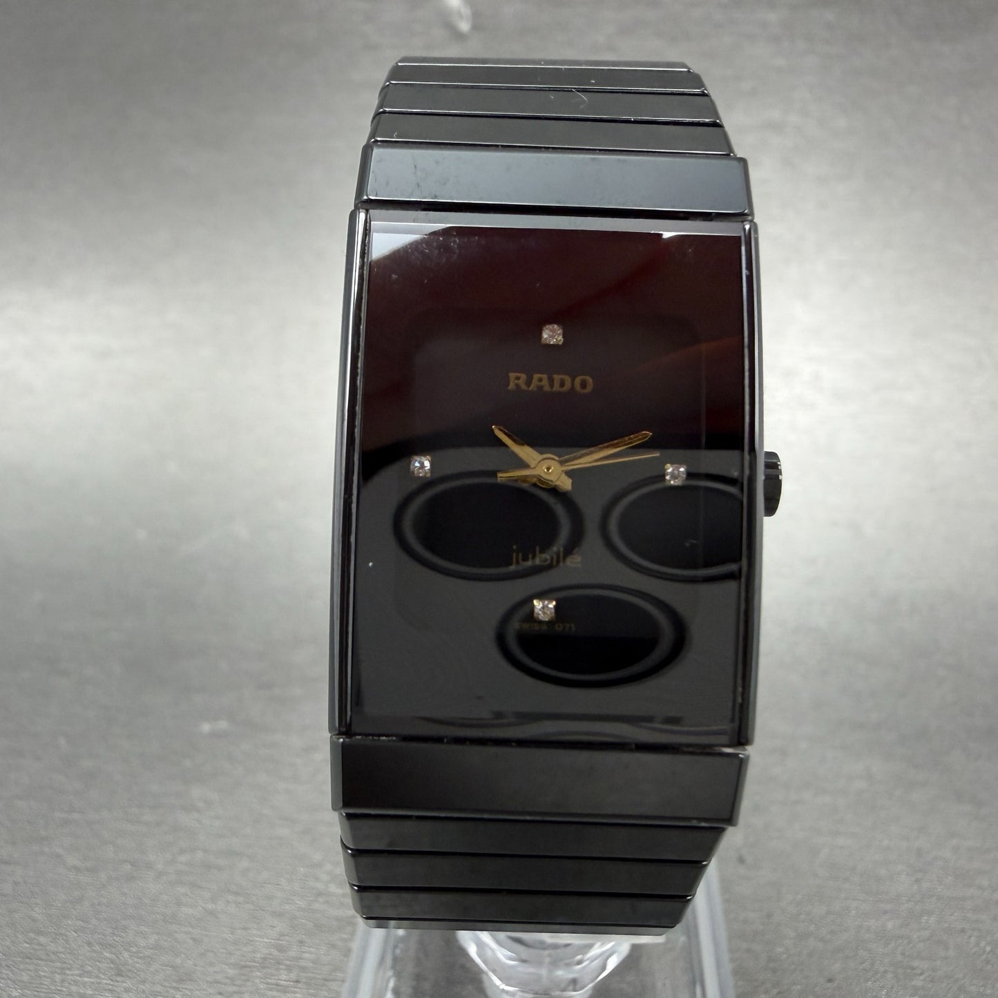 Rado Diastar Watch Women 21mm Black Dial Black Ceramic 205.0296.3 New Battery0
