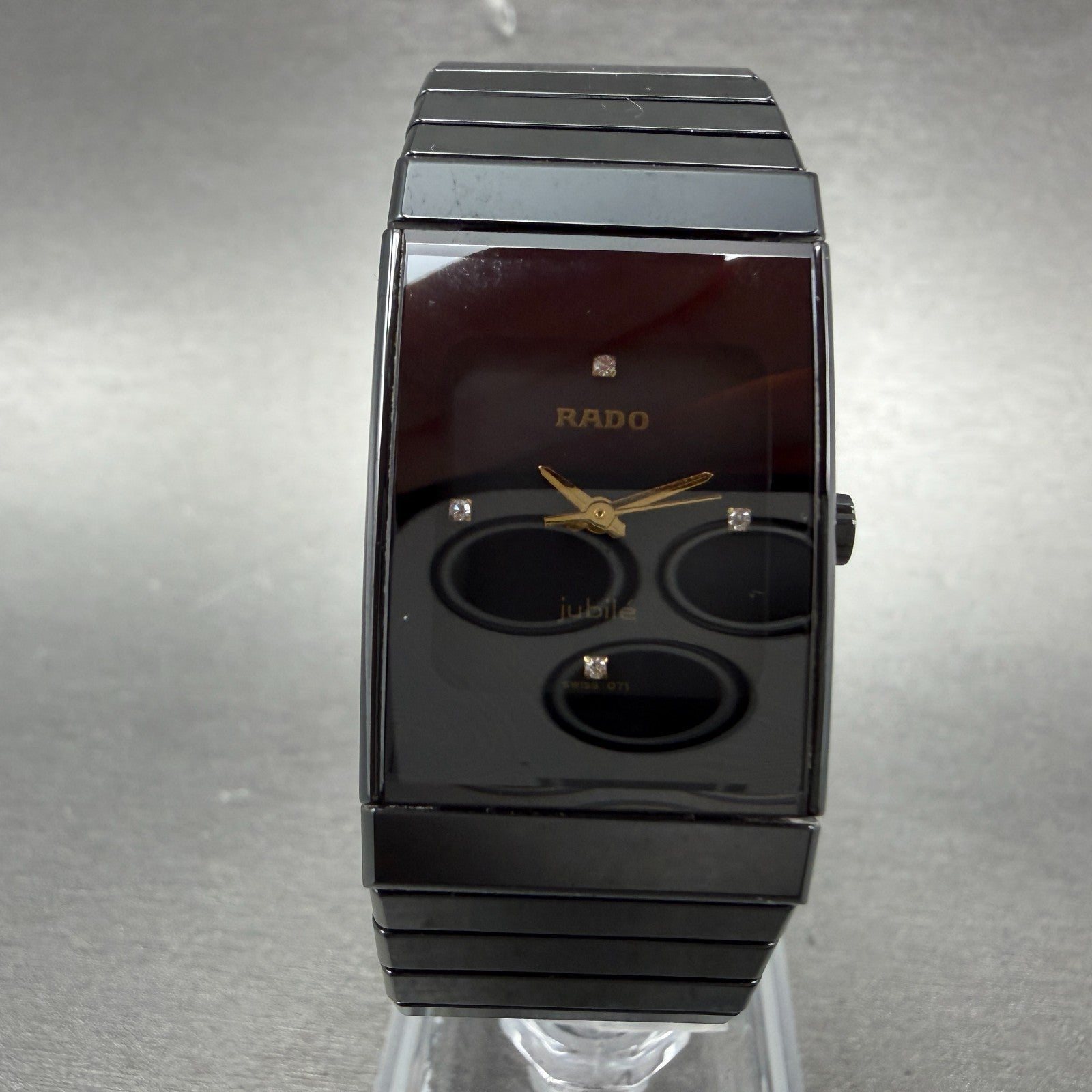 Rado Diastar Watch Women 21mm Black Dial Black Ceramic 205.0296.3 New Battery0