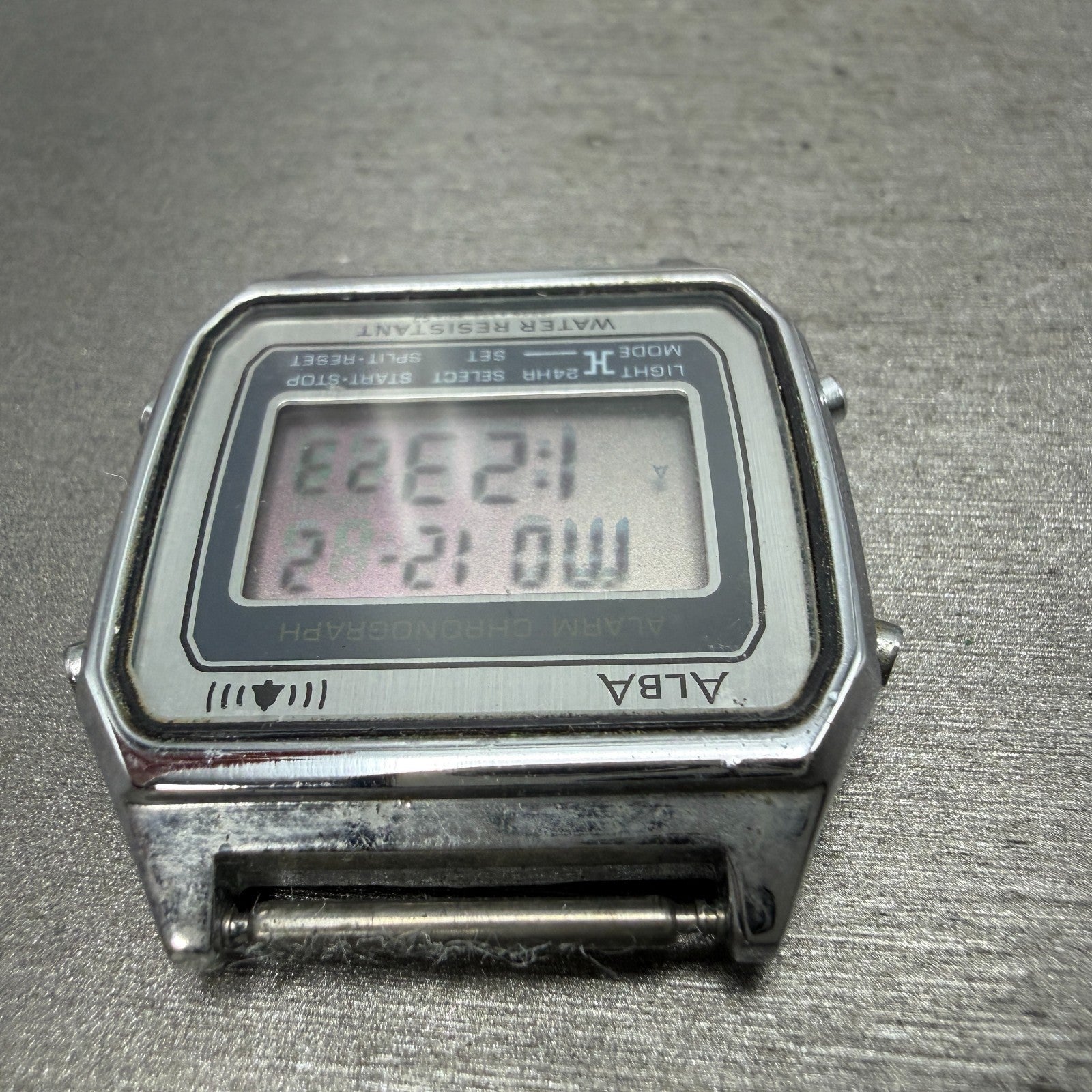Seiko ALBA Watch Men 32mm Silver Alarm Chrono Digital Octagon W309-5010 New Batt4