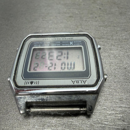 Seiko ALBA Watch Men 32mm Silver Alarm Chrono Digital Octagon W309-5010 New Batt4