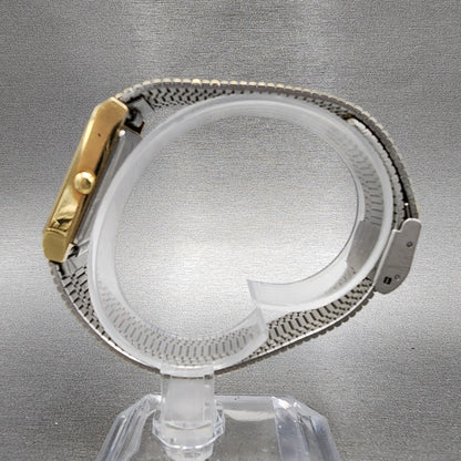 Seiko Tank Watch Men 23mm Champagne Dial Gold Tone 5y91-5049 New Battery