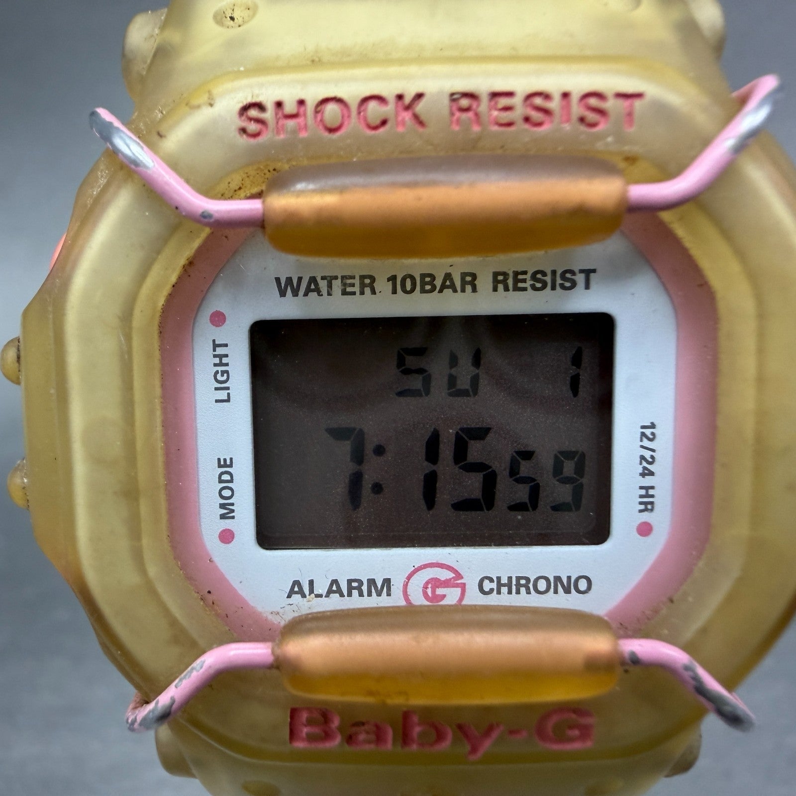Casio baby G Watch Women 41mm Digital Clear Case Octagon Alarm Chrono New Batt1