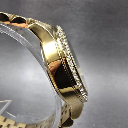 Anne Klein Watch Women 30mm Green Malachite Dial Gold Tone Round New Battery4