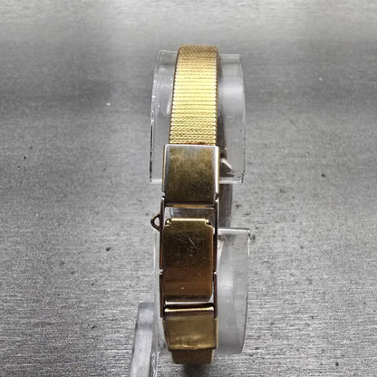Seiko Watch Women 16mm Black Dial Gold Tone Rectangle 2B20-5019 New Battery VTG7