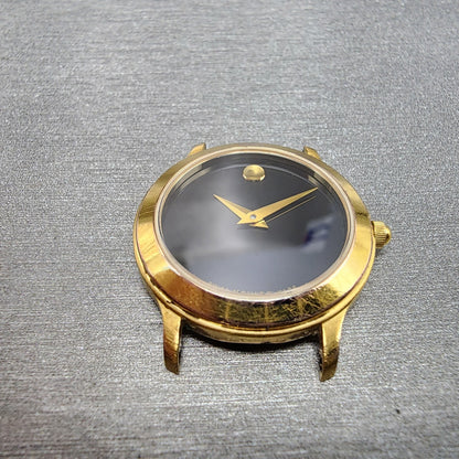 Movado Museum Watch Women 26mm Black Dial Gold Tone Round 87 E4 0814 New Batt2