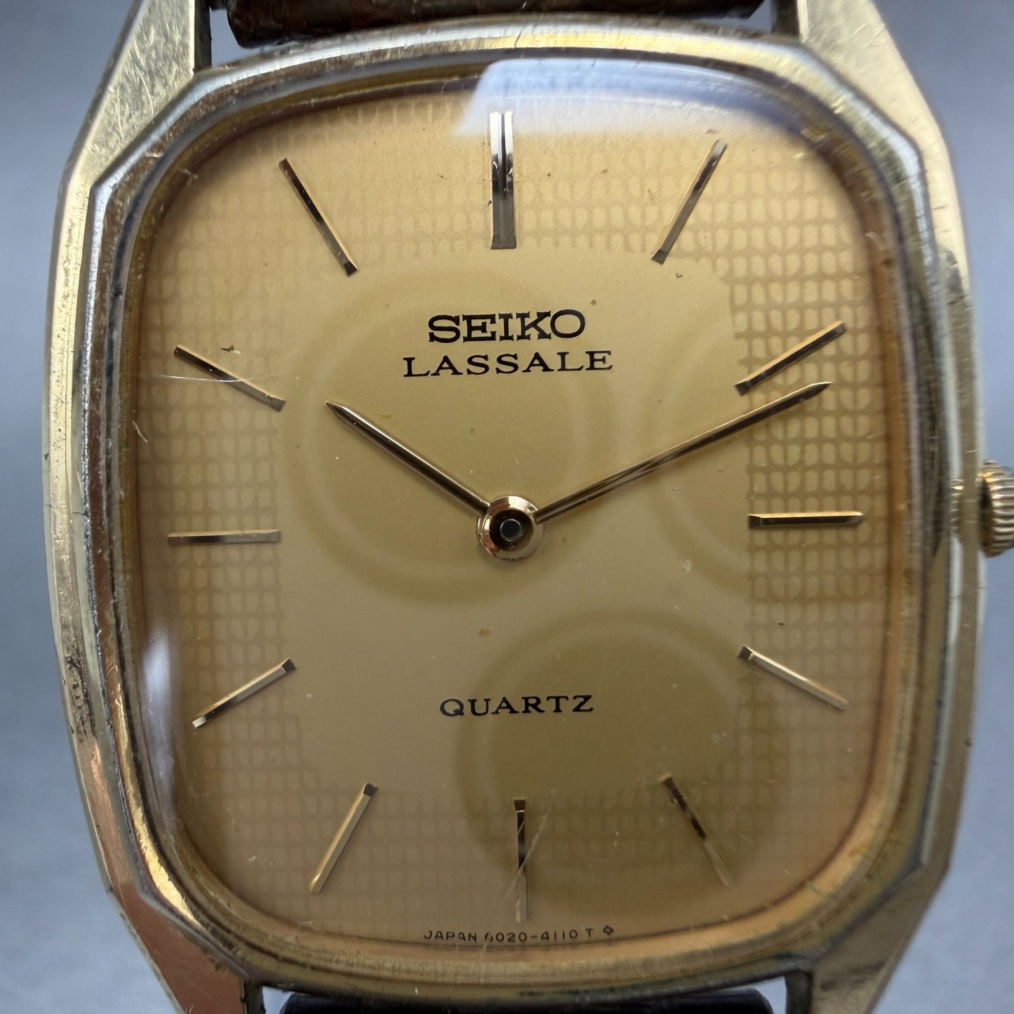 Seiko Lassale Tank Watch Men 28mm Champagne Dial Gold Tone 6020-5839 New Battery1