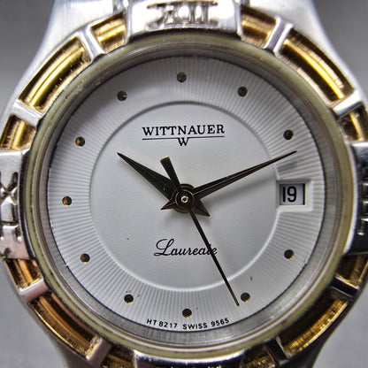 Wittnauer Laureate Watch Women 25mm White Dial Two Tone Date Round New Battery1